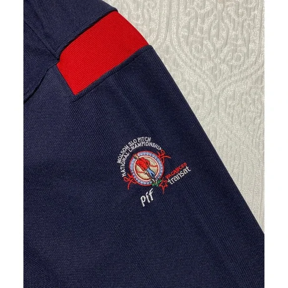 SPN Slo Pitch National Championship Pullover Jersey Navy Red Mens XL 1/4 Zip‎ - Picture 4 of 12